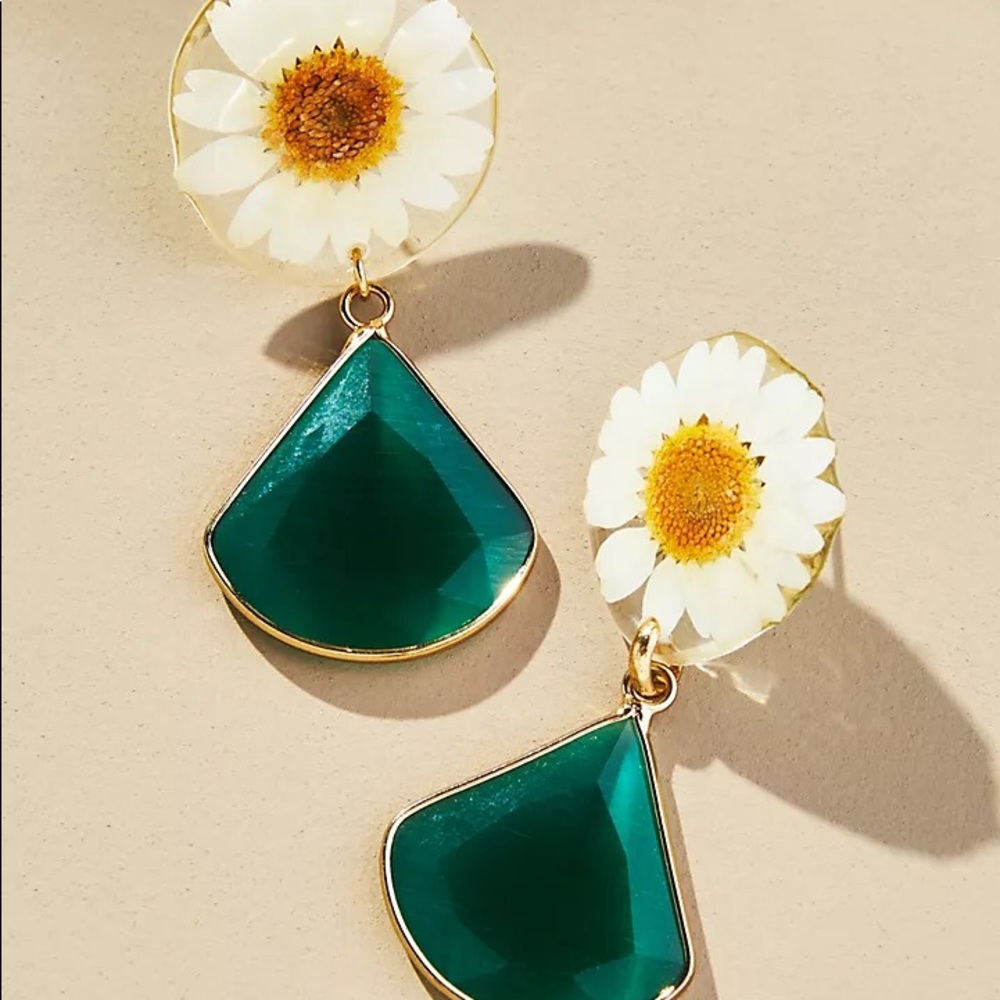 Anthropologie Sunflower Drop Earrings NWT